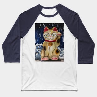Nocturnal Maneki Neko (Lucky Cat) Baseball T-Shirt